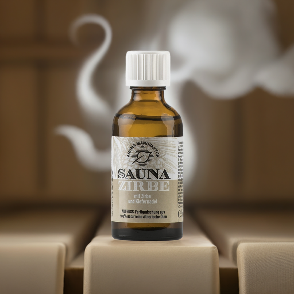 Klar & erdend – Sauna Zirbe mit Zirben- & Kiefernadelöl – Aufguss Aroma Manufaktur®