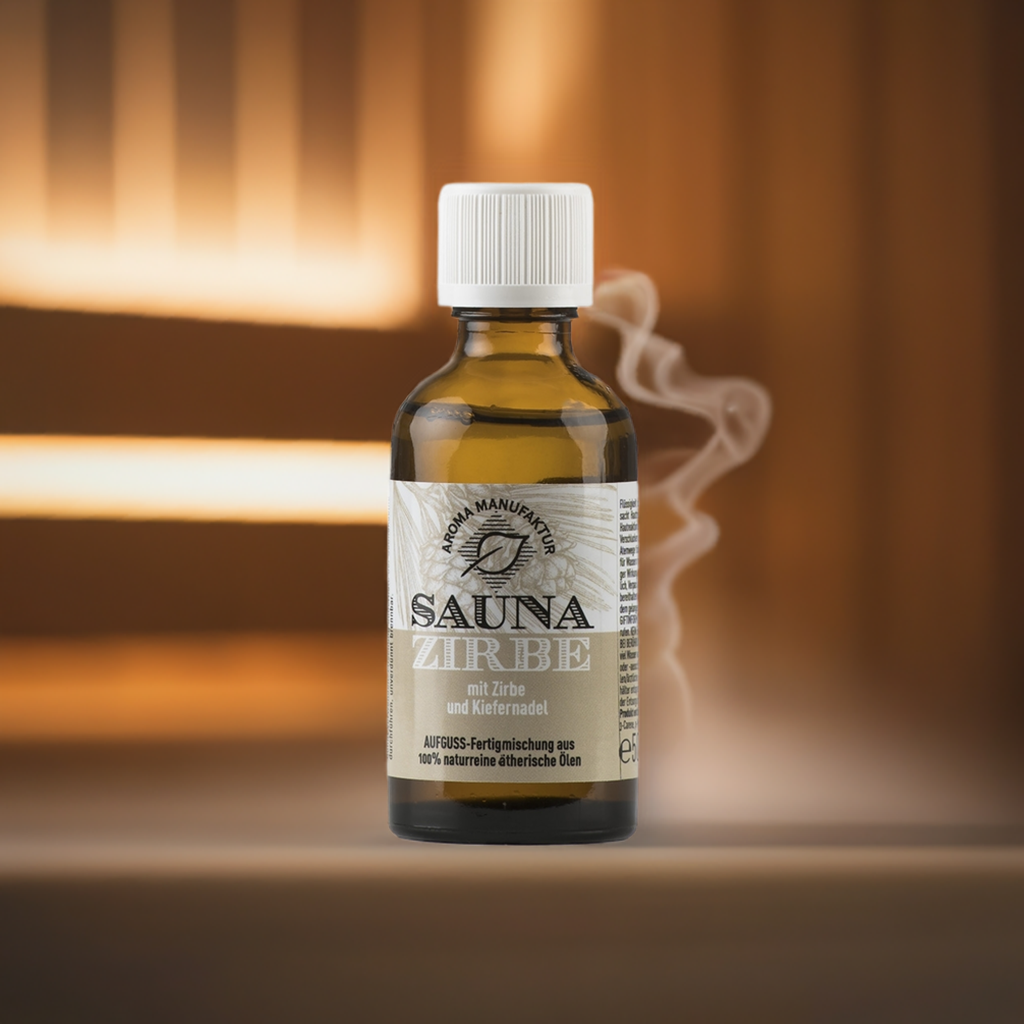 Klar & erdend – Sauna Zirbe mit Zirben- & Kiefernadelöl – Aufguss Aroma Manufaktur®