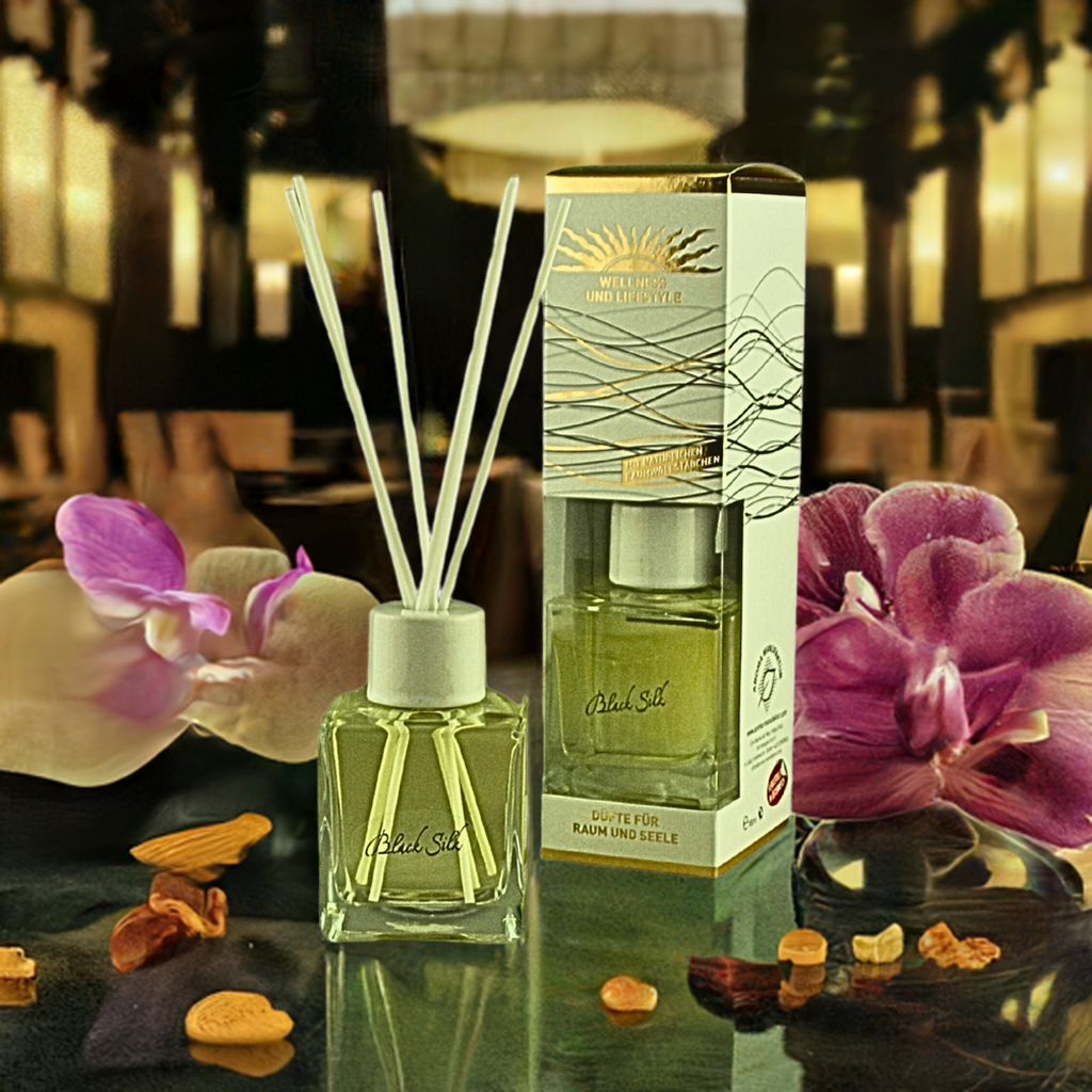Elegant & weich – De Lux Black Silk – Diffusor Aroma Manufaktur® Raumdüfte