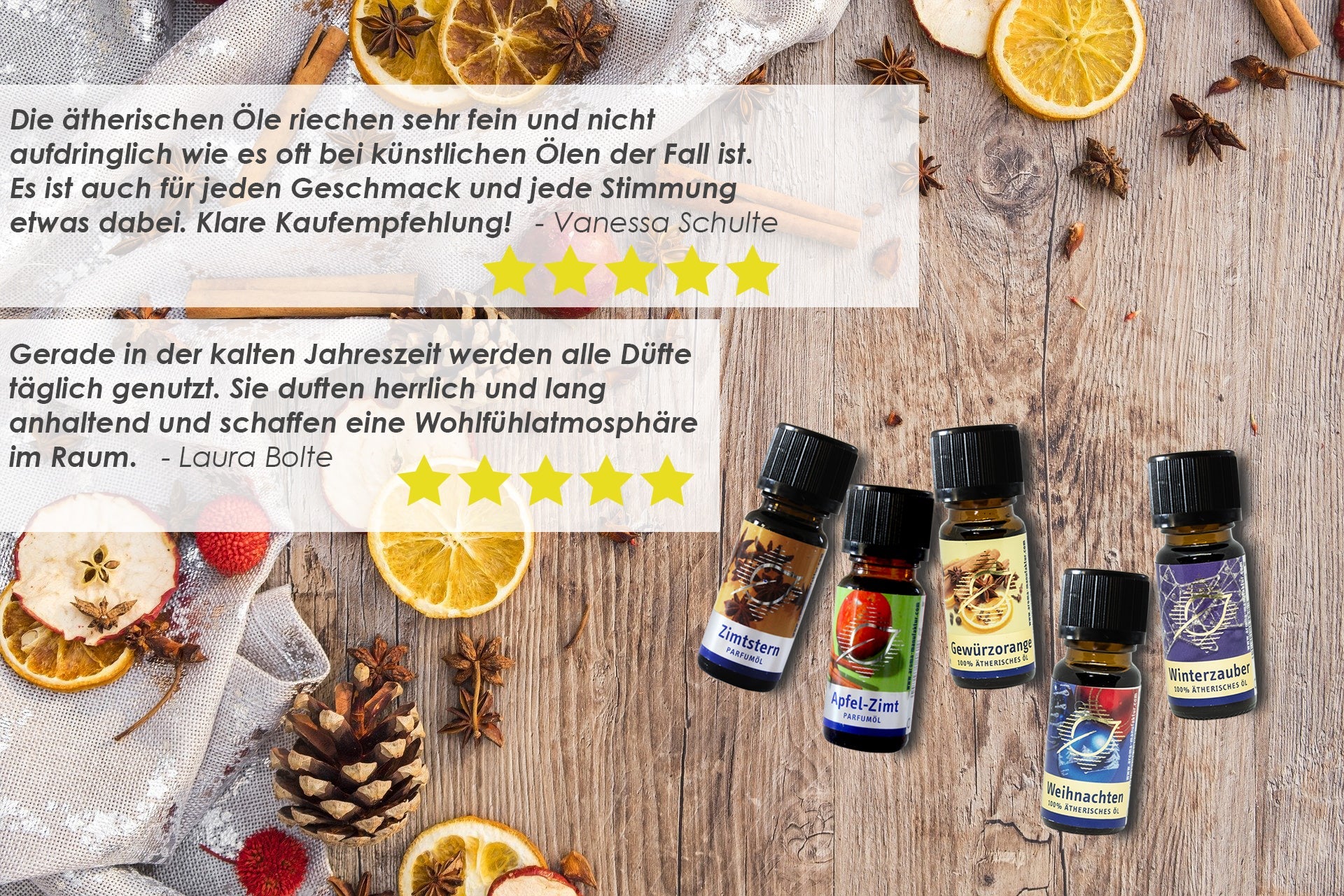 WINTER SET - Geschenk - Ätherische Winter Öle im Set 5 x 50 ml Aroma Manufaktur®