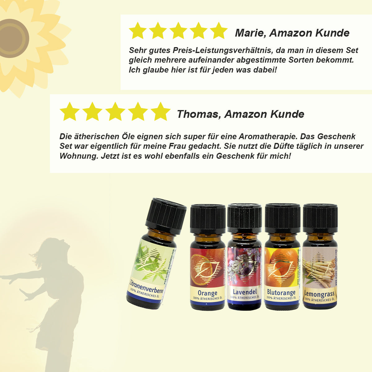 KLASSIK SET - 5 x 10 ml Duft Geschenkset - 100% Klassische ätherische Öle im Set Aroma Manufaktur® ätherisches Öl